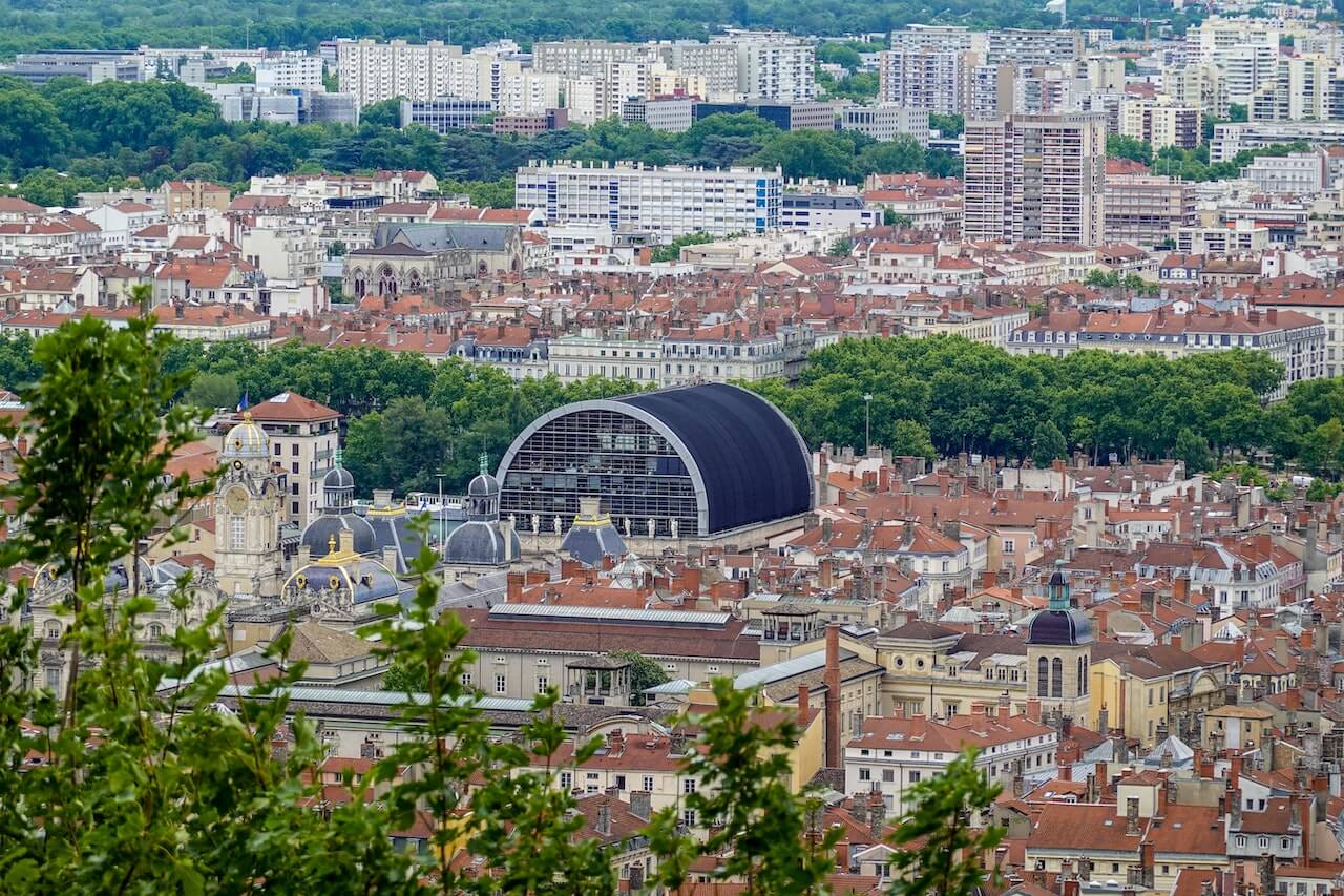 Birdsview over Lyon city