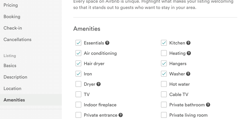 Airbnb Amenities