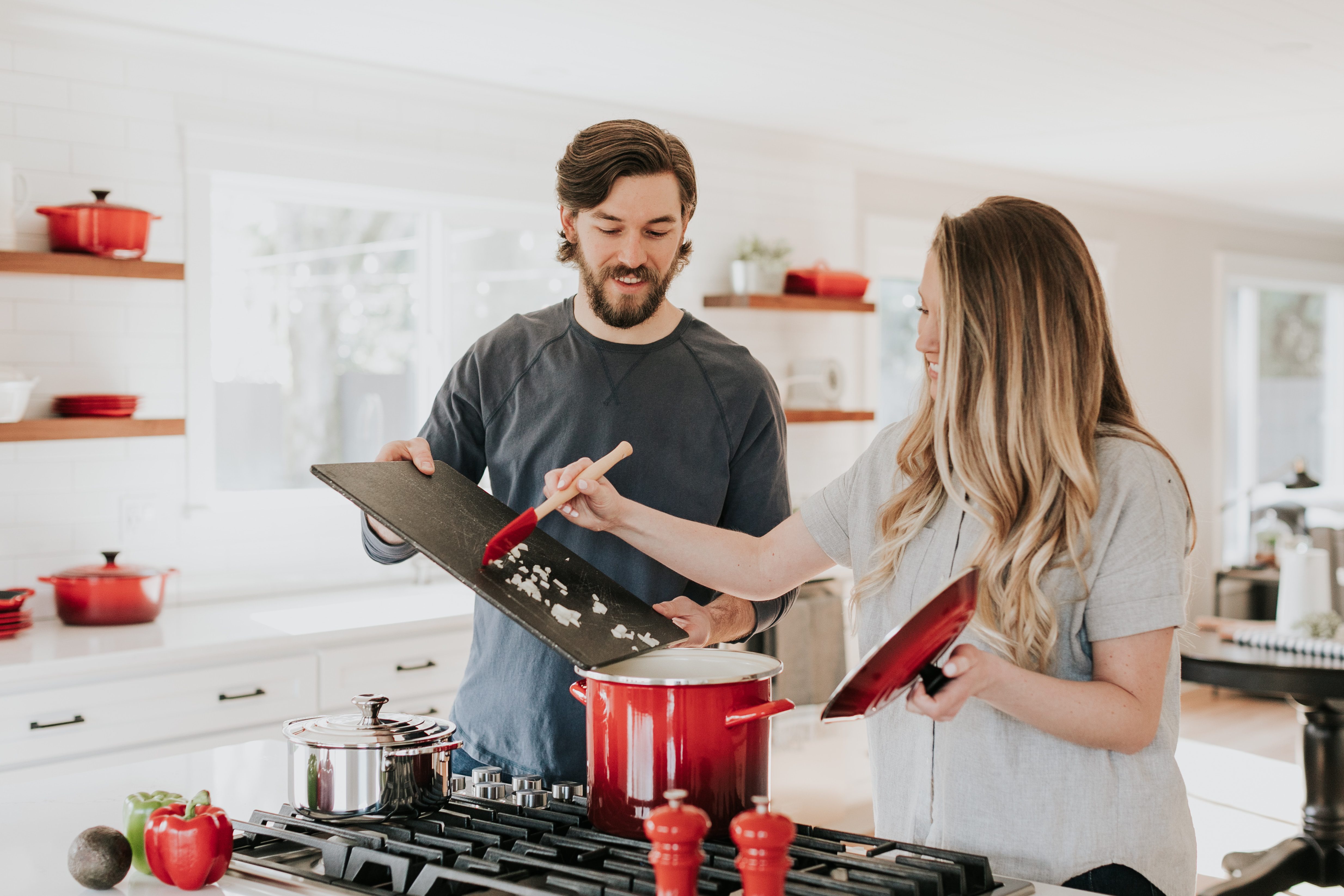couple cooking kitchen