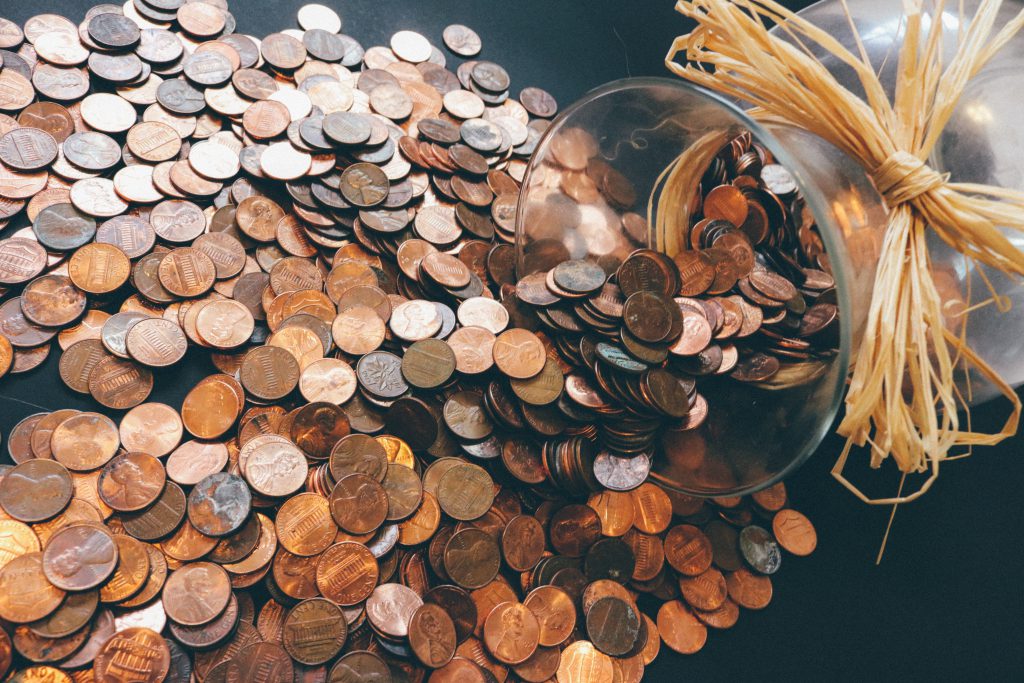 Pot de pièces de monnaie